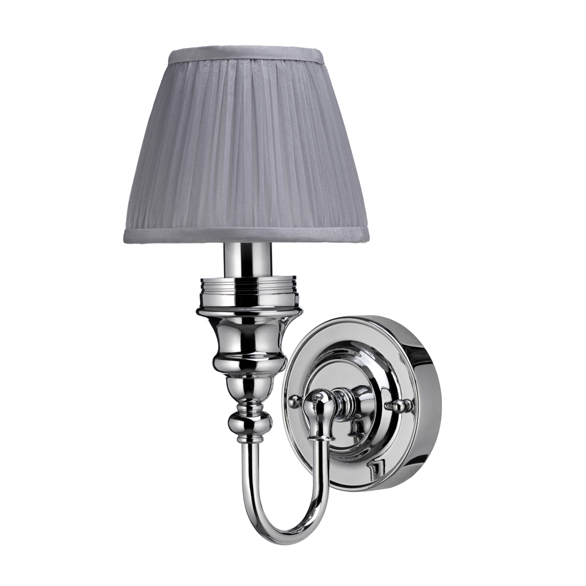 Burlington Ornate light with chrome base & silver chiffon shade